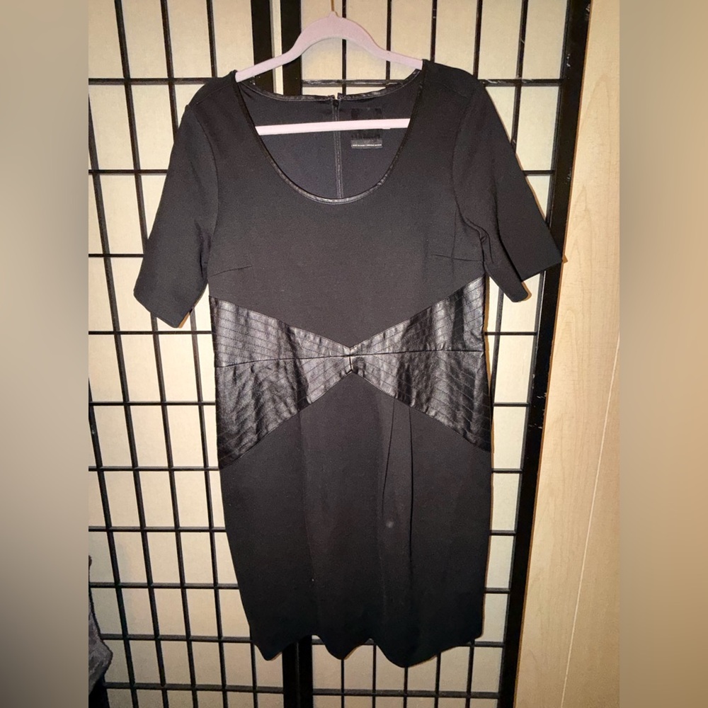 Lysse Black Midi Dress with Faux Leather Detail - Picture 2 of 4